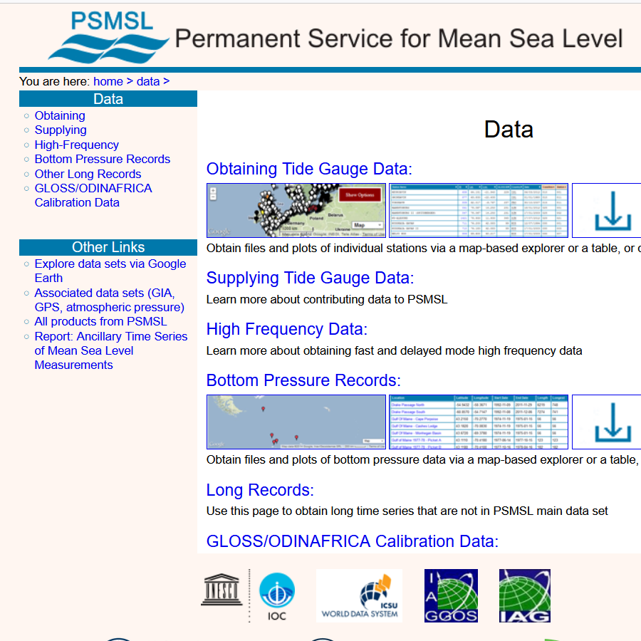 DATA Permanent service for Mena Sea level