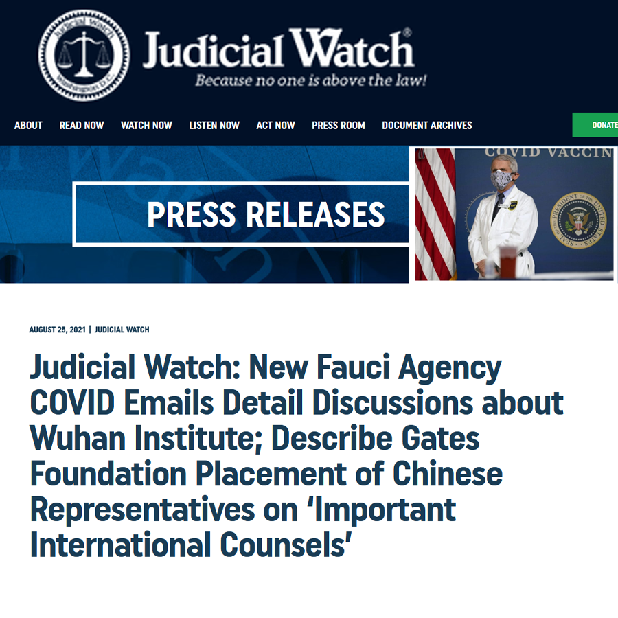 Judicial Watch: Fauchi mail´s